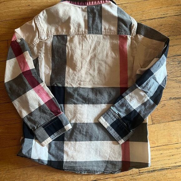 Burberry Black and Gray Button Down Shirt Classic Plaid Design - Picture 3 of 4